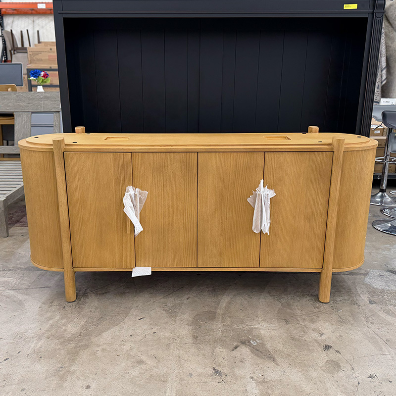 Natural Wood Curved Sideboard